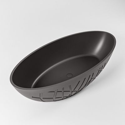 Vrijstaand bad Mondiaz Holm | 180x85 cm | Solid surface | Ovaal | Dark grey