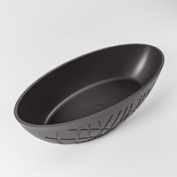 Vrijstaand bad Mondiaz Holm | 180x85 cm | Solid surface | Ovaal | Dark grey