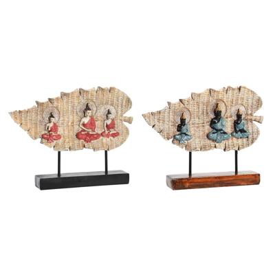 Decoratieve figuren DKD Home Decor 38 x 6 x 29,5 cm Rood Boeddha Groen Orientaals (2 Stuks)