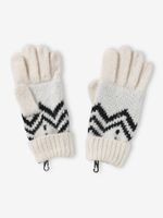 Handschoenen voor jongens van jacquard tricot beige - thumbnail