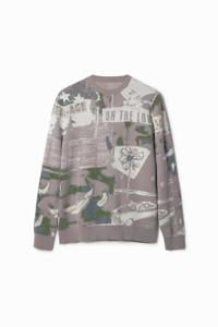 Jacquard trui met krantenprint - BLACK - M