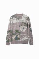 Jacquard trui met krantenprint - BLACK - XXL