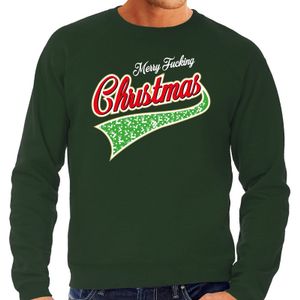 Foute kerstborrel trui / kersttrui Merry fucking christmas groen voor heren 2XL (56)  -