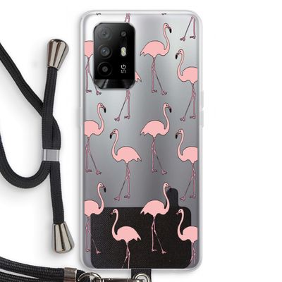 Anything Flamingoes: Oppo A94 5G Transparant Hoesje met koord