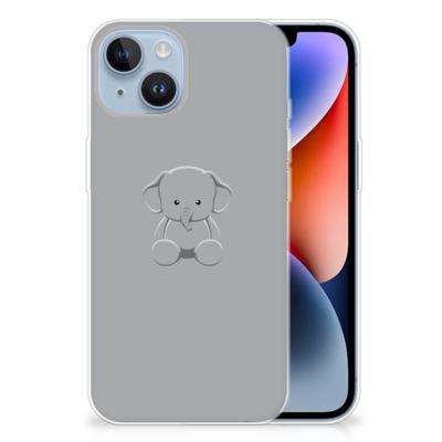 Apple iPhone 14 Telefoonhoesje met Naam Grijs Baby Olifant Apple iPhone 14 Telefoonhoesje met Naam Grijs Baby Olifant