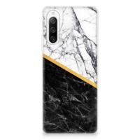Sony Xperia 10 IV | TPU | Siliconen hoesje | Marmer Wit Zwart - Origineel Cadeau Man