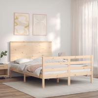 Bedframe met hoofdbord massief hout 140x190 cm