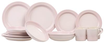 Le Creuset Serviesset - Shell Pink - 16-delig / 4 personen - 4 dinerborden, 4 ontbijtborden, 4 diepe borden en 4 mokken