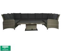 Qopps Aruba lounge dining set met in hoogte verstelbare tuintafel