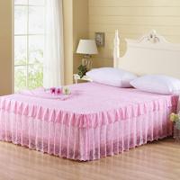 Lace bed rok blad prinses Bedspread matrashoes grootte: 200X220cm (roze)