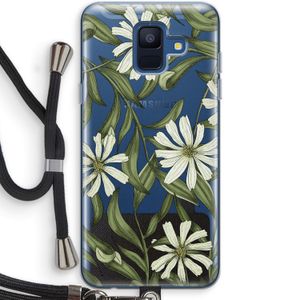 Wit bloemenpatroon: Samsung Galaxy A6 (2018) Transparant Hoesje met koord