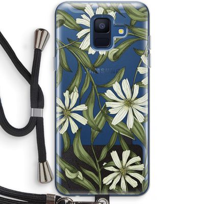 Wit bloemenpatroon: Samsung Galaxy A6 (2018) Transparant Hoesje met koord