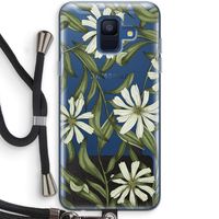 Wit bloemenpatroon: Samsung Galaxy A6 (2018) Transparant Hoesje met koord Wit bloemenpatroon: Samsung Galaxy A6 (2018) Transparant Hoesje met koord