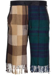 Marine Serre short en laine à motif tartan - Marron