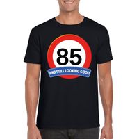 Verkeersbord 85 jaar t-shirt zwart heren