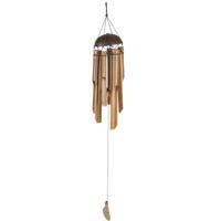 Mega Collections Windgong - rattan - 14 x 45 cm - tuin/balkon - oosterse sfeer