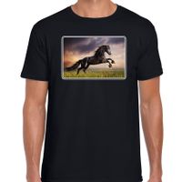 Dieren t-shirt met paarden foto zwart voor heren - thumbnail