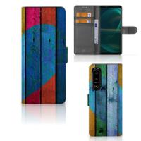 Sony Xperia 5III | Book Style Case | Wood Heart - Cadeau voor je Vriend