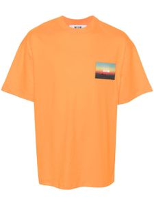 MSGM t-shirt en coton à logo appliqué - Orange