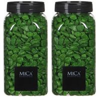 2x Decoratie/hobby steentjes gras groen 650 ml