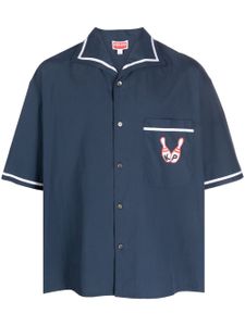 Kenzo chemise en popeline à broderies - Bleu