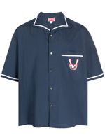 Kenzo chemise en popeline à broderies - Bleu