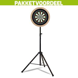 Lena Professional Dartbord + Lena Dartbordverlichting Basic Plain + Dartstandaard