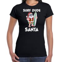 Surf dude Santa fun Kerstshirt / outfit zwart voor dames