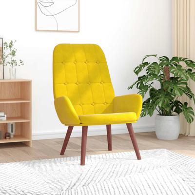 Relaxstoel fluweel geel