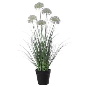 Louis Maes kunstplant - Siergras Allium - paars/groen - H75 cm - in pot