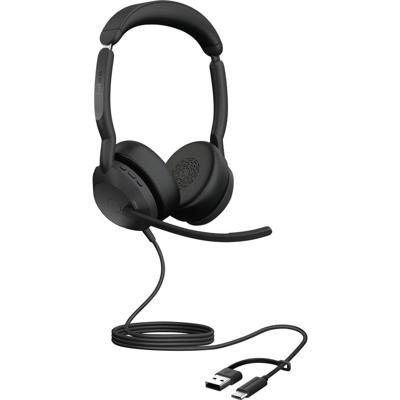 Jabra Evolve2 50 On Ear headset Telefoon Kabel Stereo Zwart Ruisonderdrukking (microfoon), Noise Cancelling Headset, Microfoon uitschakelbaar (mute),