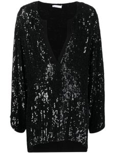 P.A.R.O.S.H. blouse ornée de sequins à manches longues - Noir