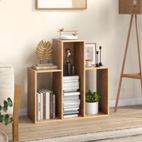Convex Boekenrek met Kantelbeveiliging 3 Niveaus Staand rek Kamerscherm 29,5 x 84 x 83,5 cm Natuur