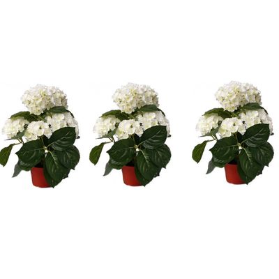 3x stuks Hortensia kunstplanten wit 36 cm 3x stuks Hortensia kunstplanten wit 36 cm