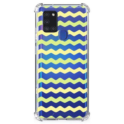 Samsung Galaxy A21s Doorzichtige Silicone Hoesje Waves Yellow Samsung Galaxy A21s Doorzichtige Silicone Hoesje Waves Yellow