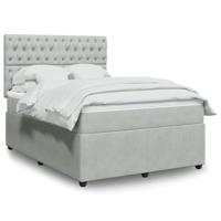 Boxspring met matras fluweel lichtgrijs 140x190 cm