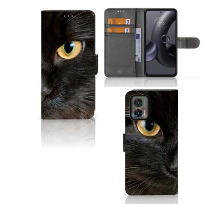 Motorola Edge 30 Neo | Telefoonhoesje | Met pasjeshouder | Zwarte Kat