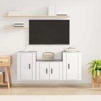 3-delige Tv-meubelset bewerkt hout wit