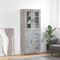 Hoge kast 69,5x34x180 cm bewerkt hout betongrijs