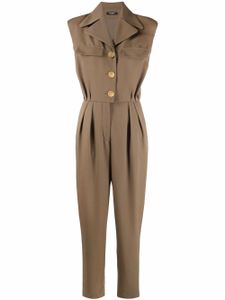 Balmain combinaison en laine à boutons logo - Marron