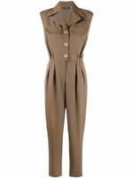 Balmain combinaison en laine à boutons logo - Marron