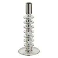 Atmosphera kaarsen kandelaar - decoratief glas - dinerkaarsen - zilver - D9 x H22 cm
