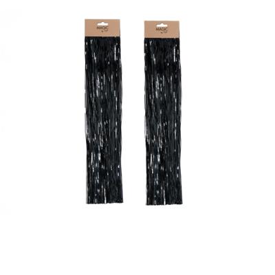 Engelenhaar - 2x - zwart - 50 cm - lametta haar - folie - tinsel - kerstversiering