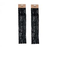 Engelenhaar - 2x - zwart - 50 cm - lametta haar - folie - tinsel - kerstversiering