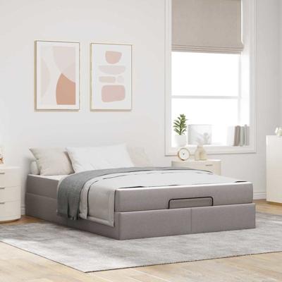 Bedframe met matras Taupe 140 x 200 cm Stof