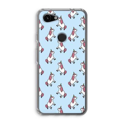 Eenhoorns overal: Google Pixel 3a Transparant Hoesje