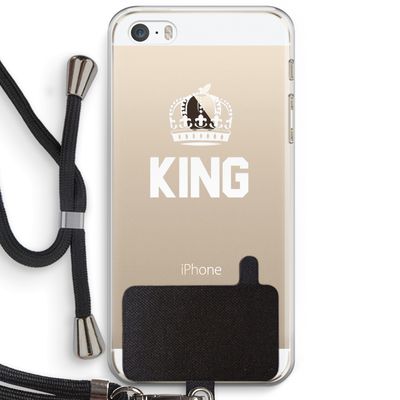 King zwart: iPhone 5 / 5S / SE Transparant Hoesje met koord