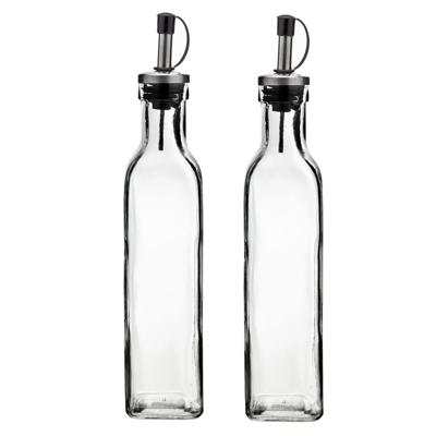 Cosy & Trendy Olie en azijn flessen - 2x - glas - 300 ml - schenktuit - afsluitbare dop