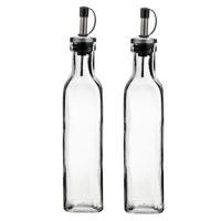 Cosy & Trendy Olie en azijn flessen - 2x - glas - 300 ml - schenktuit - afsluitbare dop