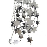 Kerst sterren kralen guirlandes zilver 270 cm kerstboom versiering/decoratie - Kerstslingers - thumbnail